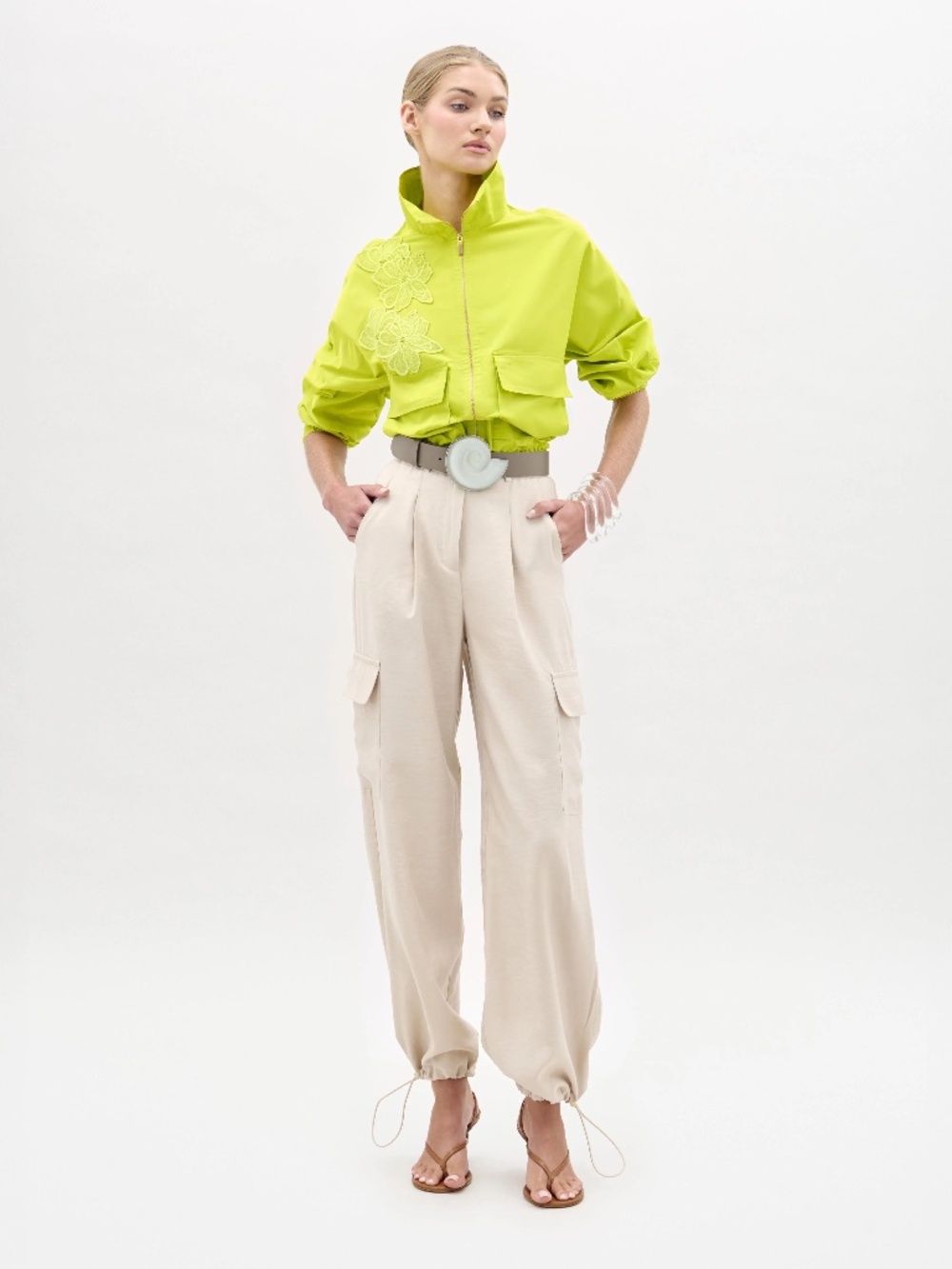 NWT Silvia Tcherassi DARNELL PANT SIZE: M Color: Beige Grosgrain Tie Belt